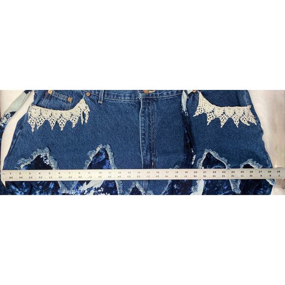 Upcycled Recycled Boho Denim Skirt With Tie Belt Size 26 - Picture 9 of 15
